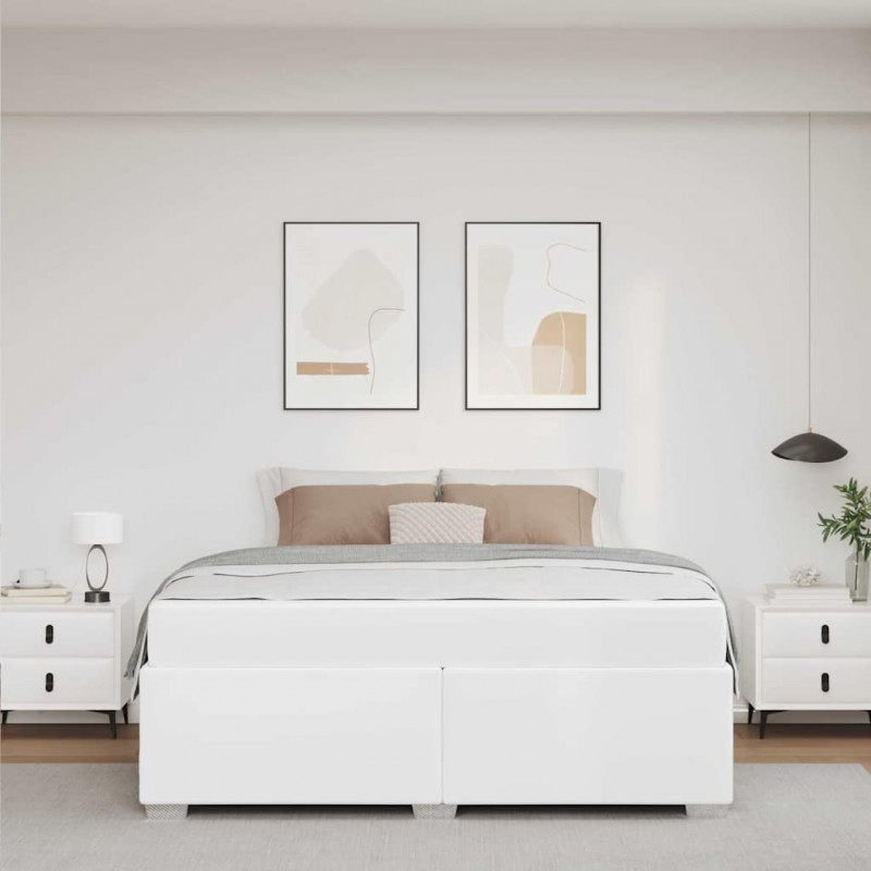 Ramka łóżka z materacem Biały 180 x 200 cm tkanina