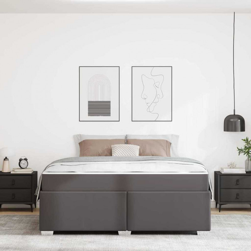 Ramka łóżka z materacem Szary 180 x 200 cm tkanina