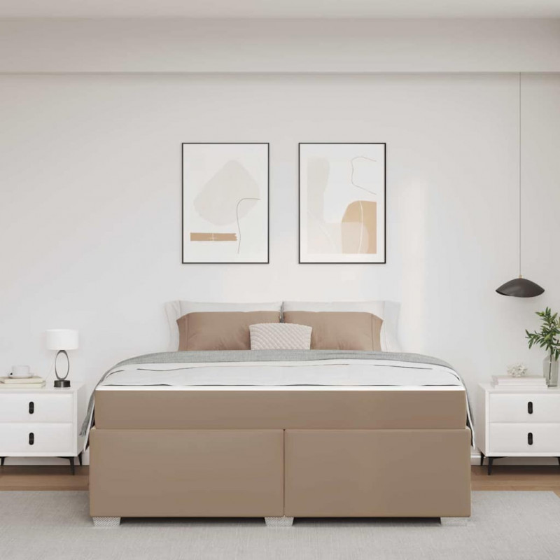 Ramka łóżka z materacem Cappuccino 180 x 200 cm tkanina