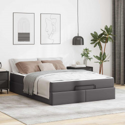 Rama łóżka z materacem z materacem 2 pcs Szary PVC