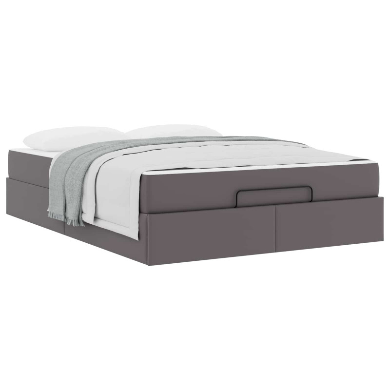 Rama łóżka z materacem z materacem 2 pcs Szary PVC