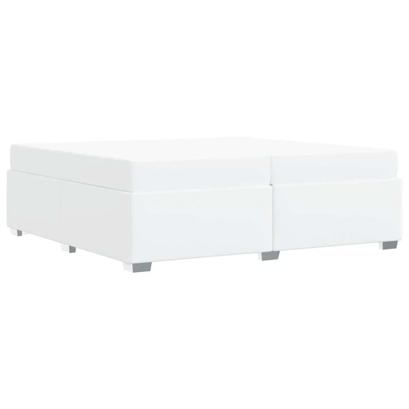 Ramka łóżka z materacem Biały 200 x 200 cm tkanina