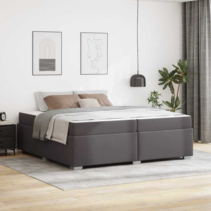 Ramka łóżka z materacem Szary 200 x 200 cm tkanina