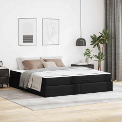 Rama łóżka z materacem z materacem 2 pcs Czarny PVC