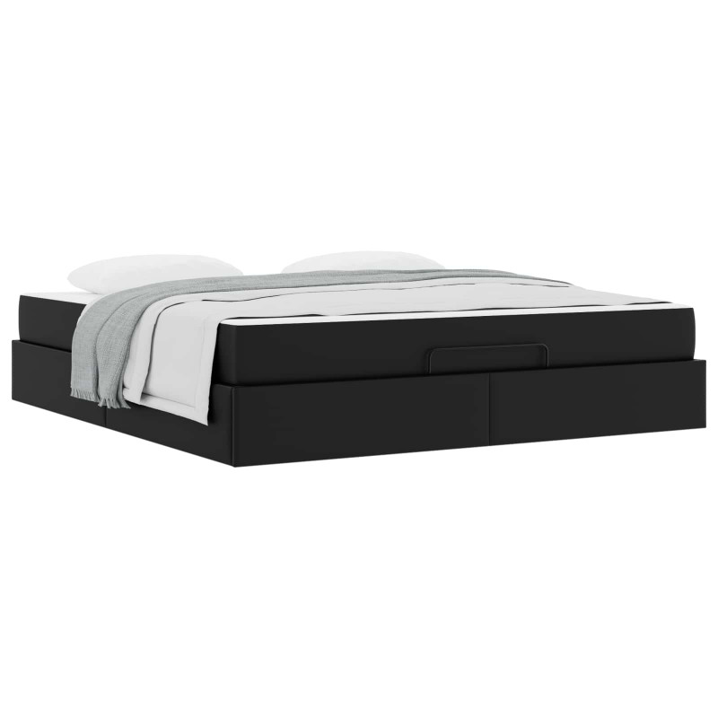 Rama łóżka z materacem z materacem 2 pcs Czarny PVC