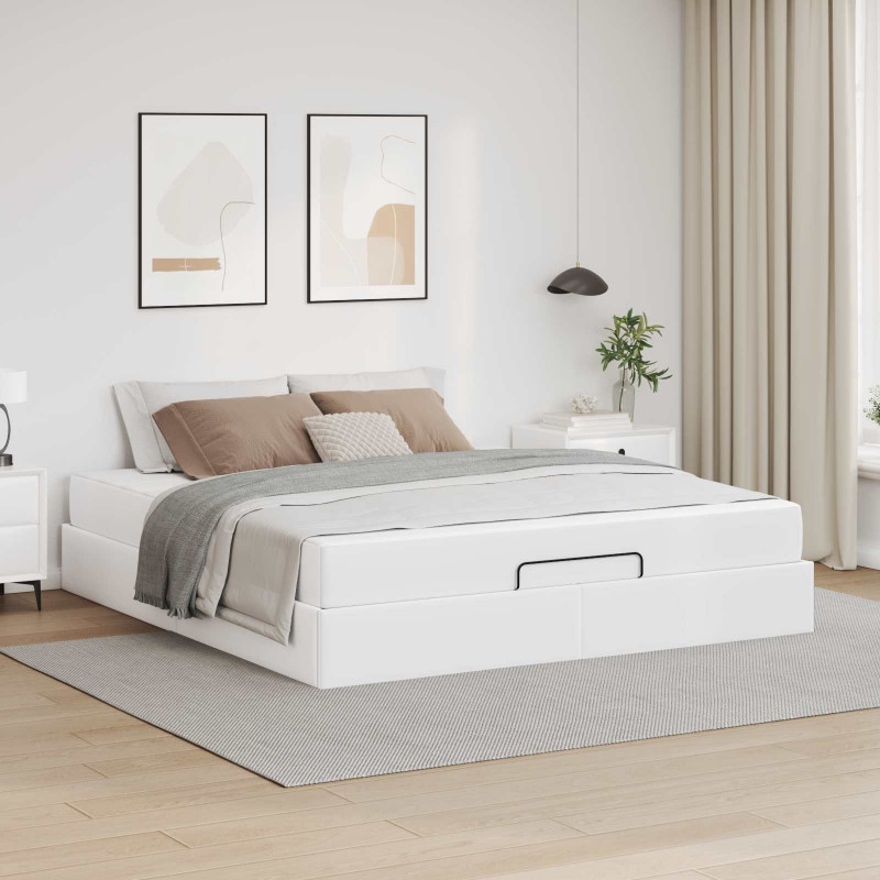 Rama łóżka z materacem z materacem 2 pcs Biały PVC