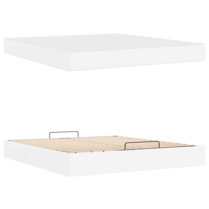 Rama łóżka z materacem z materacem 2 pcs Biały PVC
