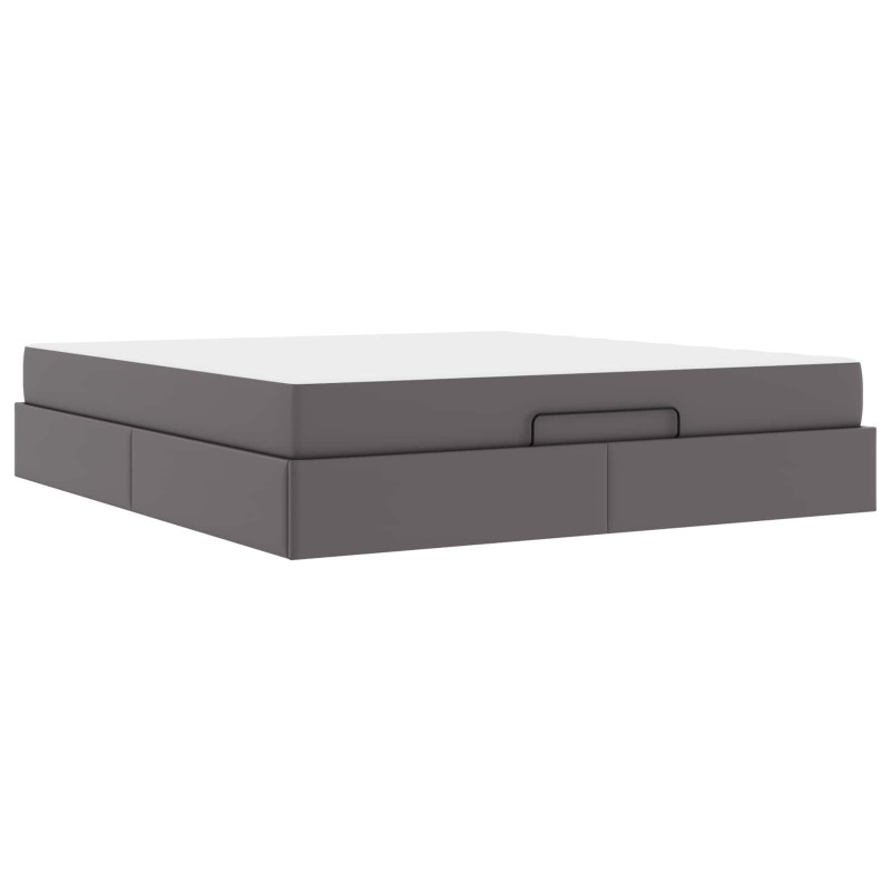Rama łóżka z materacem z materacem 2 pcs Szary PVC