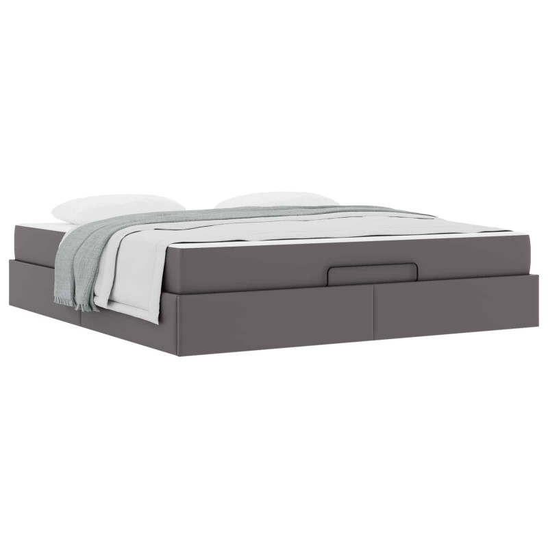 Rama łóżka z materacem z materacem 2 pcs Szary PVC