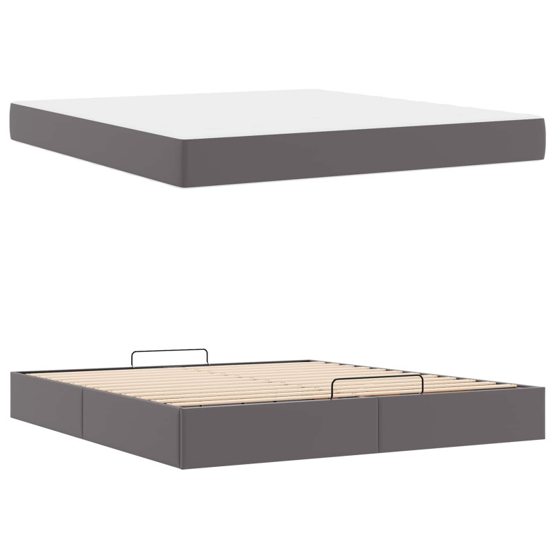 Rama łóżka z materacem z materacem 2 pcs Szary PVC