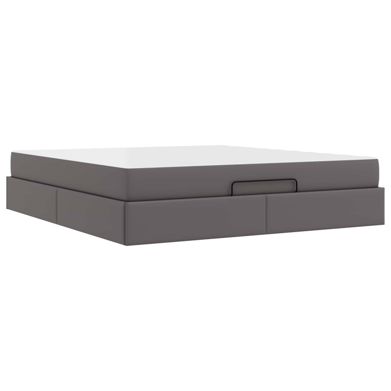Rama łóżka z materacem z materacem 2 pcs Szary PVC