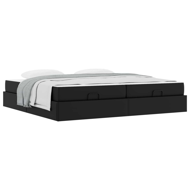 Rama łóżka z materacem z materacem 2 pcs Czarny PVC