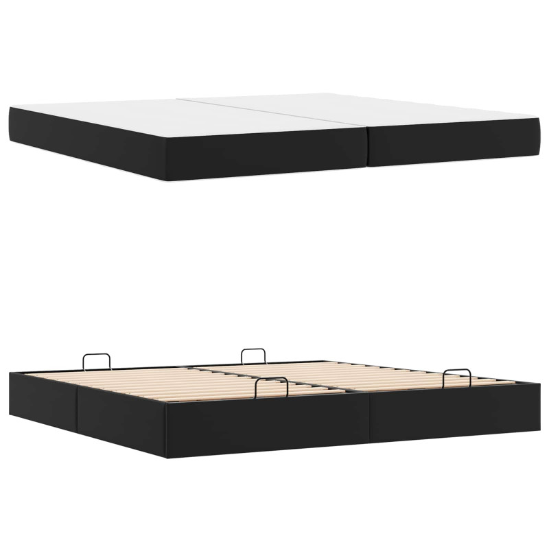Rama łóżka z materacem z materacem 2 pcs Czarny PVC