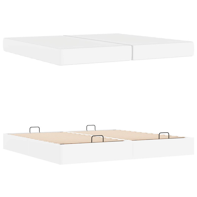 Rama łóżka z materacem z materacem 2 pcs Biały PVC