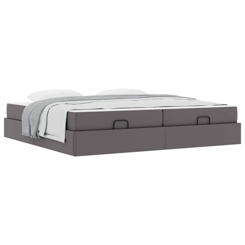 Rama łóżka z materacem z materacem 2 pcs Szary PVC