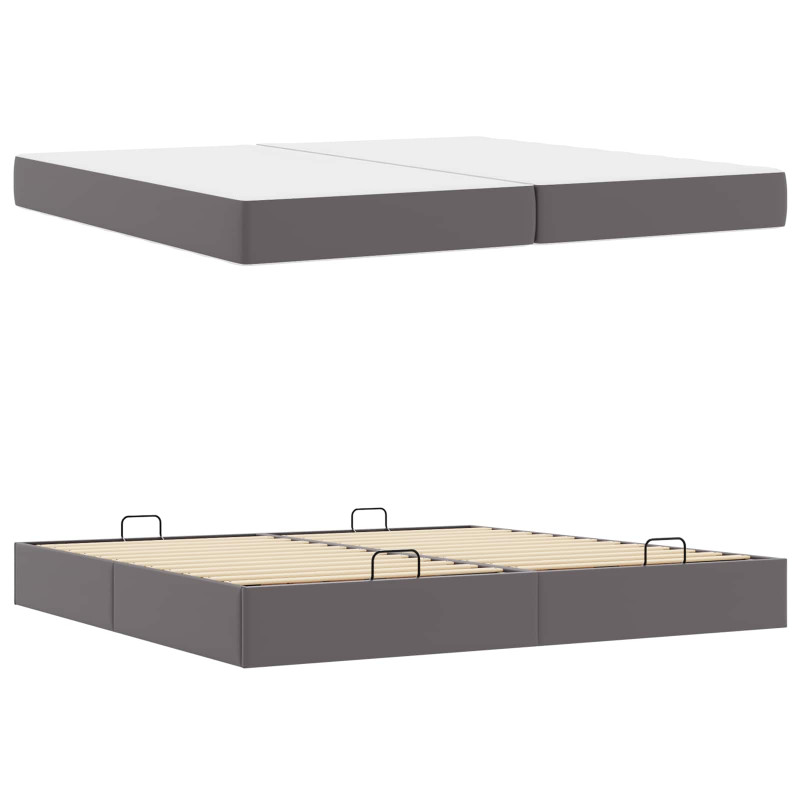 Rama łóżka z materacem z materacem 2 pcs Szary PVC