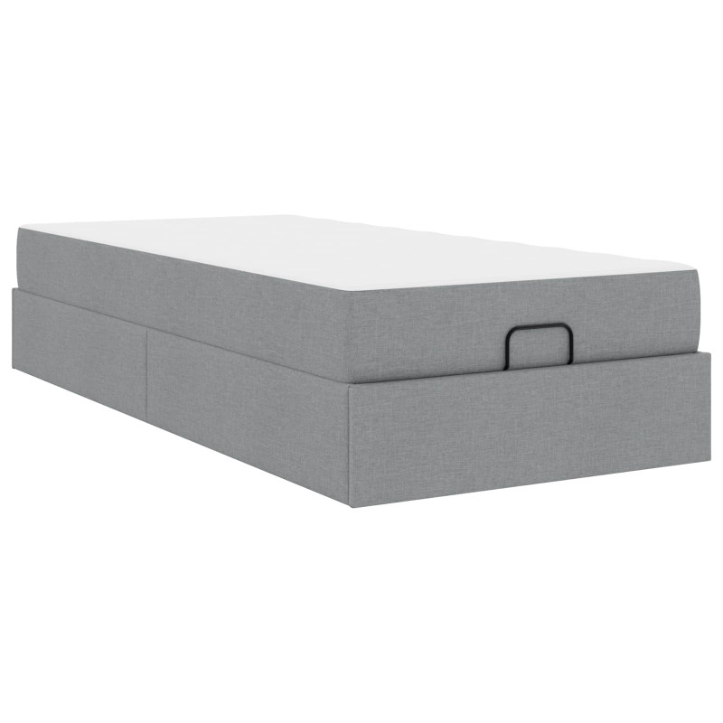 Rama łóżka z materacem z materacem 2 pcs Jasnoszary tkanina