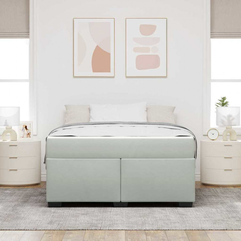 Ramka łóżka z materacem Jasnoszary 140 x 200 cm tkanina