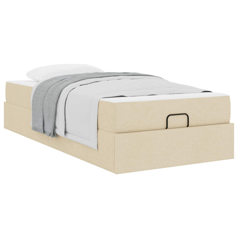 Rama łóżka z materacem z materacem 2 pcs Kremowy tkanina