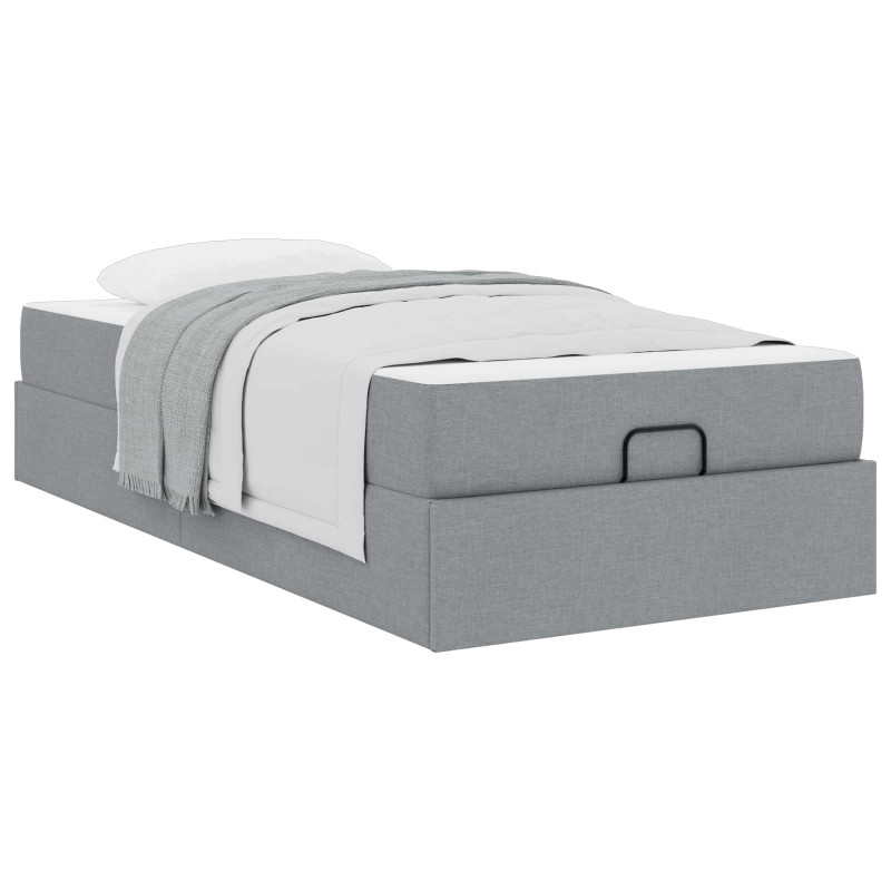 Rama łóżka z materacem z materacem 2 pcs Jasnoszary tkanina