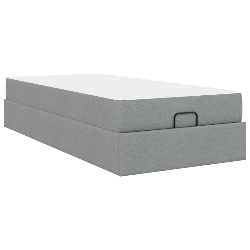 Rama łóżka z materacem z materacem 2 pcs Jasnoszary tkanina