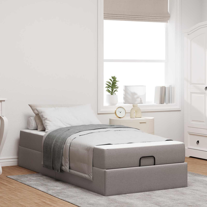 Rama łóżka z materacem z materacem 2 pcs Ciemnoszary tkanina