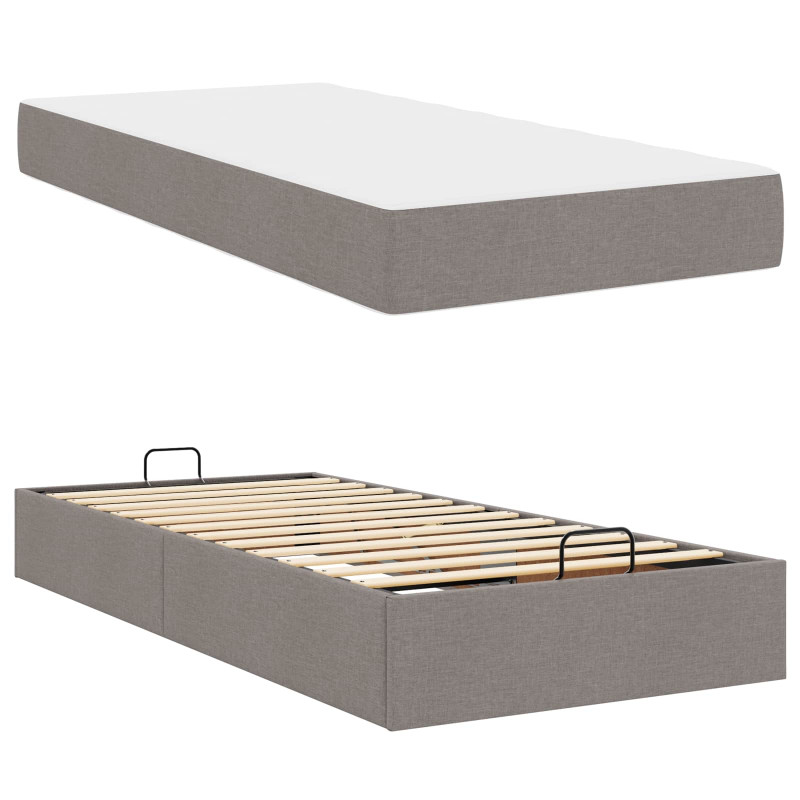 Rama łóżka z materacem z materacem 2 pcs Ciemnoszary tkanina
