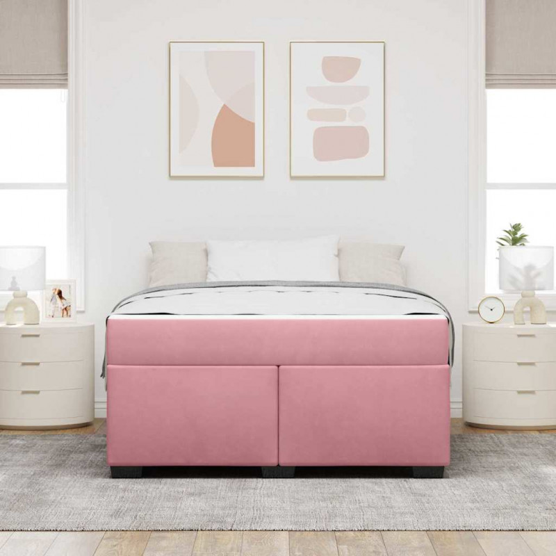 Ramka łóżka z materacem Różowy 160 x 200 cm tkanina
