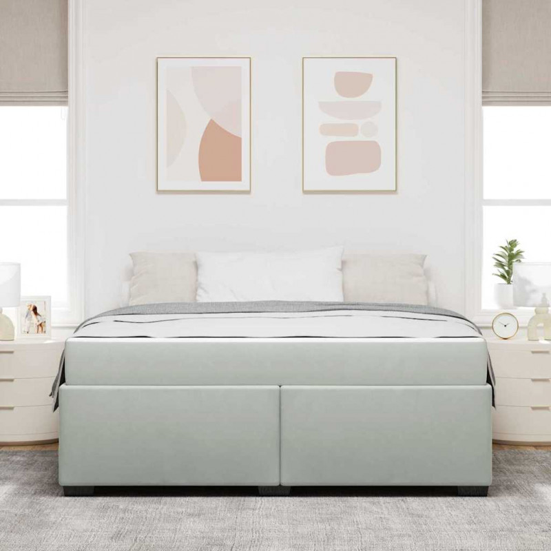 Ramka łóżka z materacem Jasnoszary 180 x 200 cm tkanina