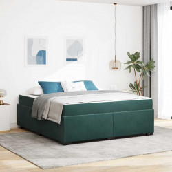 Ramka łóżka z materacem Ciemna zieleń 180 x 200 cm tkanina