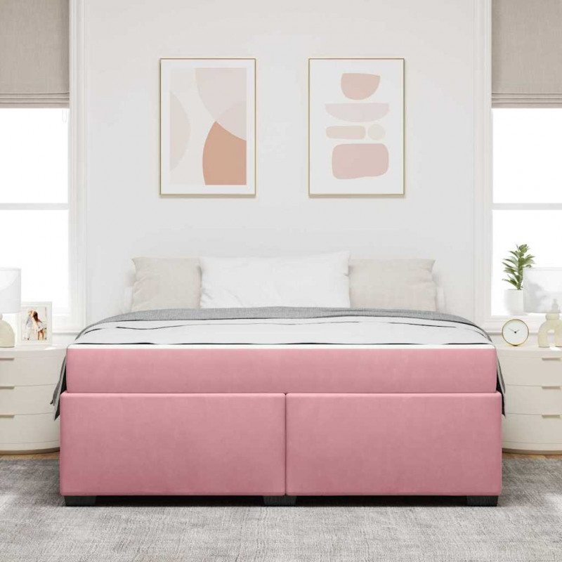 Ramka łóżka z materacem Różowy 180 x 200 cm tkanina