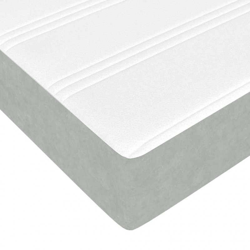 Ramka łóżka z materacem Jasnoszary 200 x 200 cm tkanina