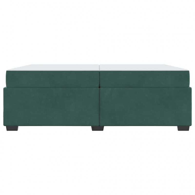 Ramka łóżka z materacem Ciemna zieleń 200 x 200 cm tkanina