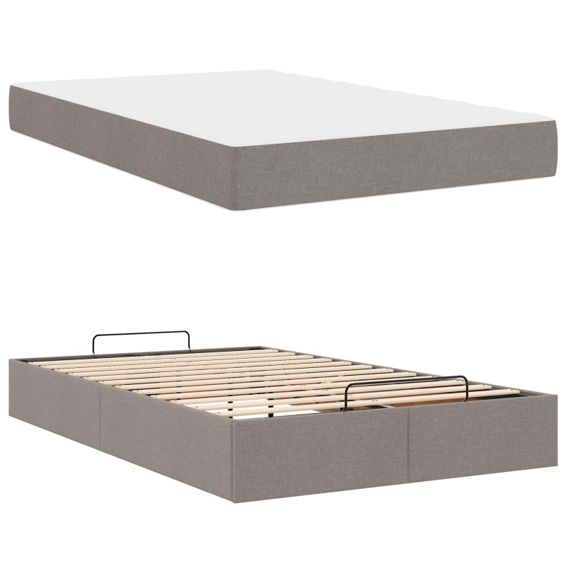 Rama łóżka z materacem z materacem 2 pcs Ciemnoszary tkanina