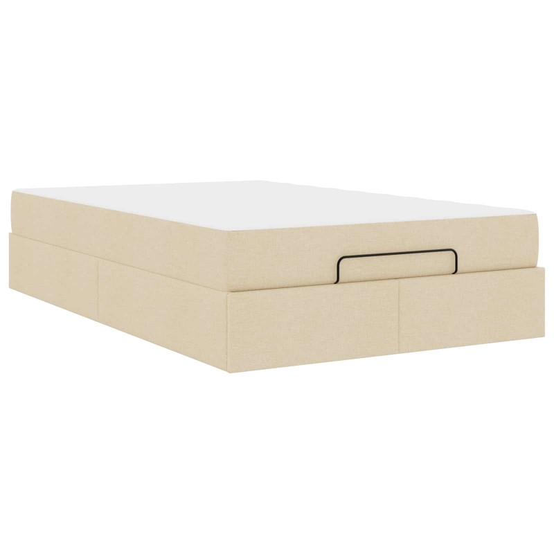 Rama łóżka z materacem z materacem 2 pcs Kremowy tkanina