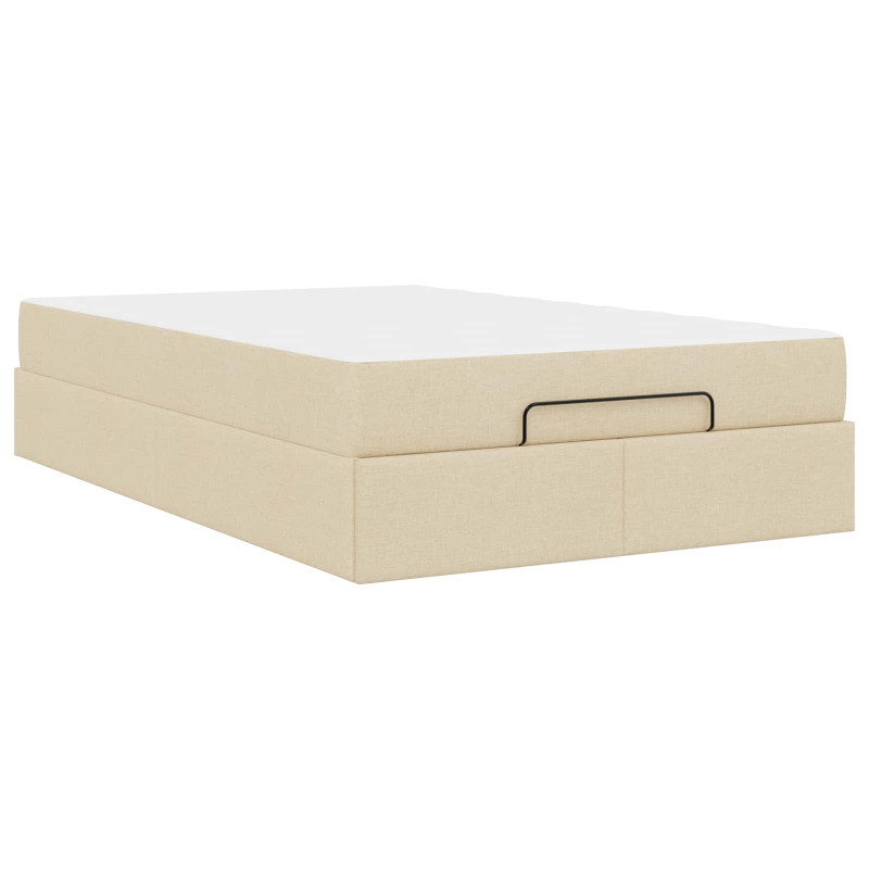 Rama łóżka z materacem z materacem 2 pcs Kremowy tkanina