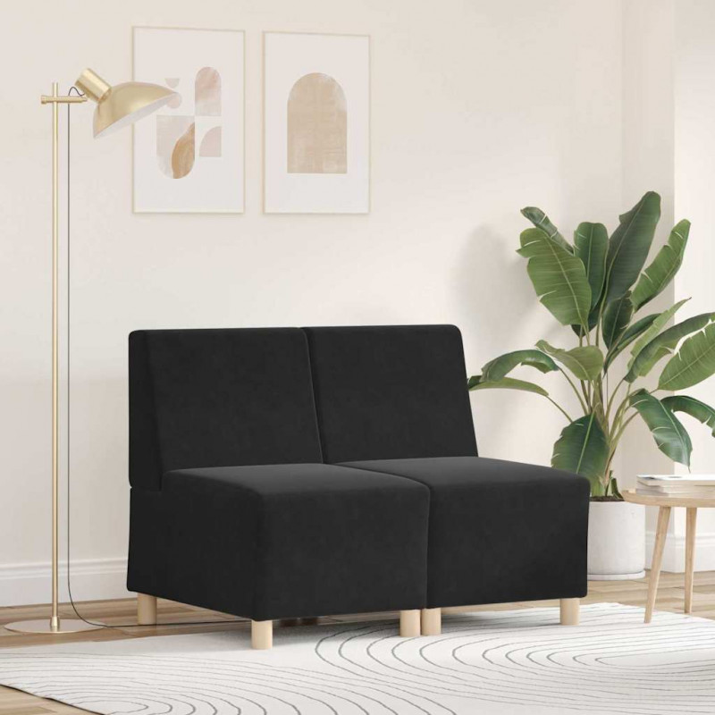 Modułowa sofa bez podłokietników 2 pcs Czarny 55 x 74 x 82 cm