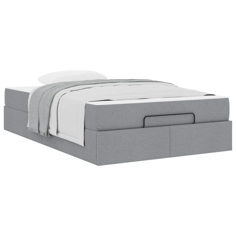Rama łóżka z materacem z materacem 2 pcs Jasnoszary tkanina