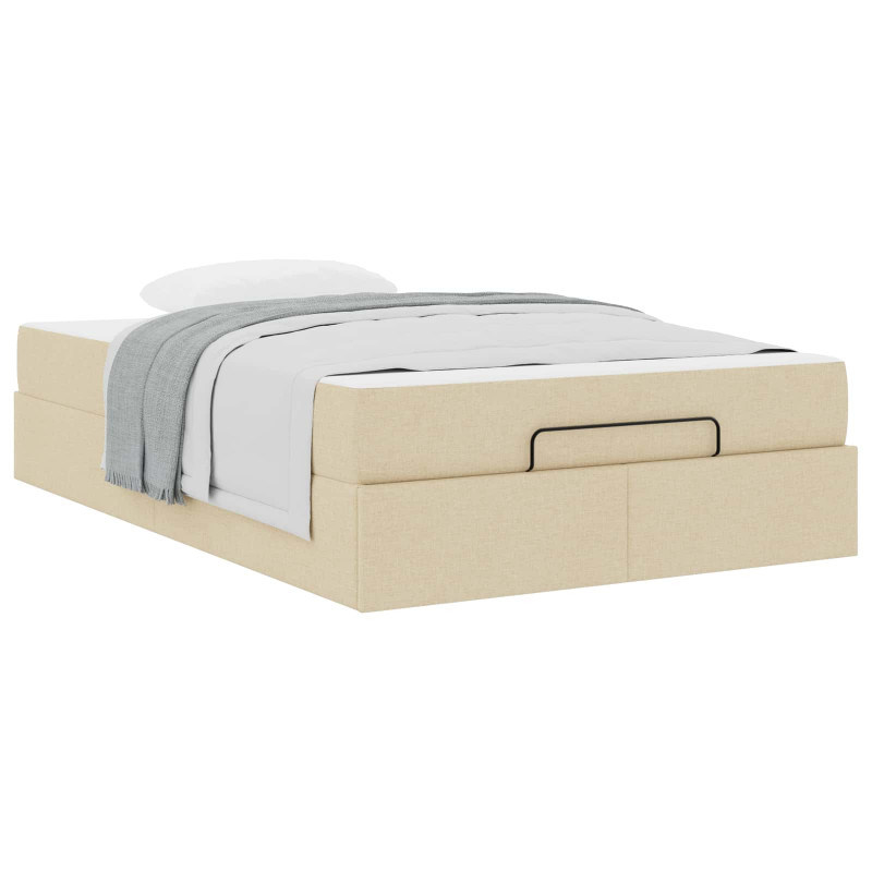 Rama łóżka z materacem z materacem 2 pcs Kremowy tkanina