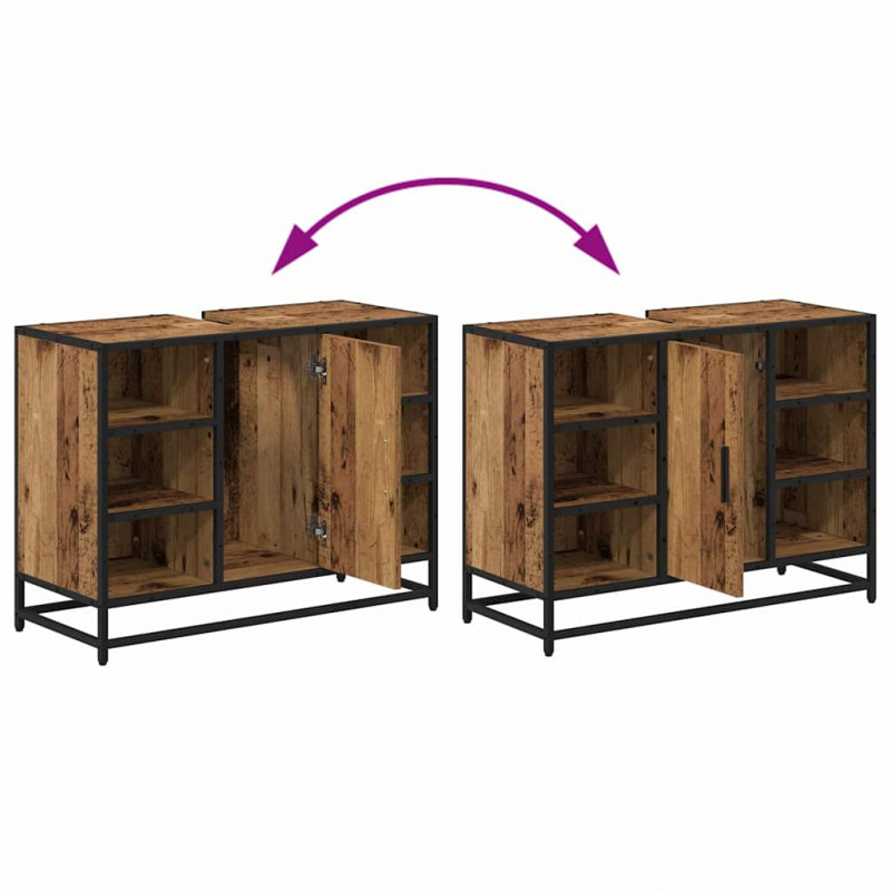 Zestaw mebli łazienkowych z półką z drzwiami 2 pcs Stare drewno