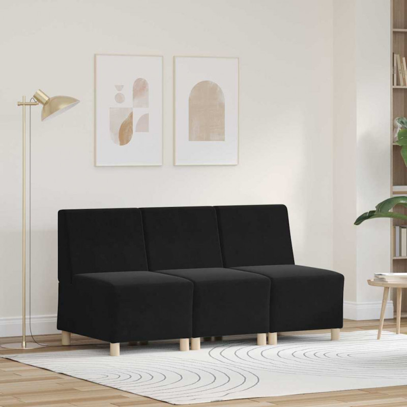 Modułowa sofa bez podłokietników 3 pcs Czarny 55 x 74 x 82 cm