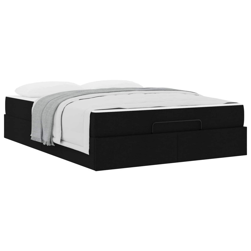 Rama łóżka z materacem z materacem 2 pcs Czarny tkanina