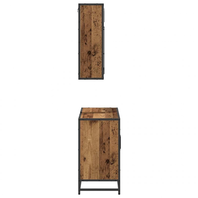 Zestaw mebli łazienkowych z półką z drzwiami 2 pcs Stare drewno