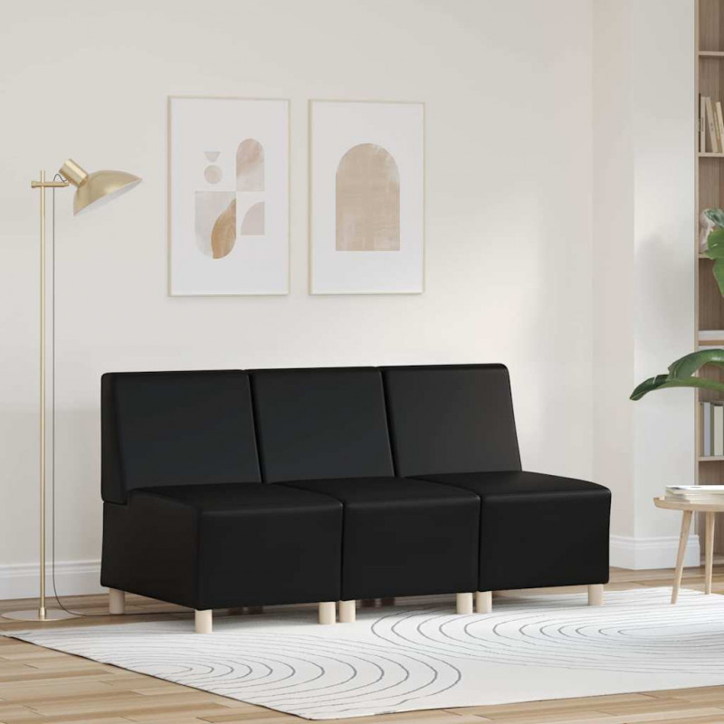 Modułowa sofa bez podłokietników 3 pcs Czarny 55 x 74 x 82 cm