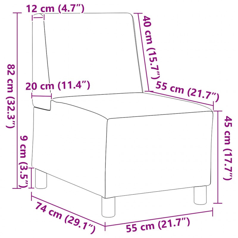 Modułowa sofa bez podłokietników 3 pcs Jasnoszary