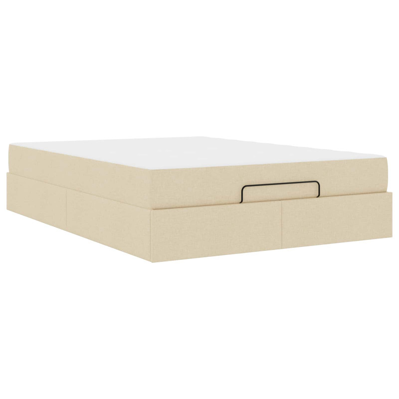 Rama łóżka z materacem z materacem 2 pcs Kremowy tkanina