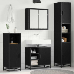 Zestaw mebli łazienkowych z półką z drzwiami 4 pcs Czarny Dąb