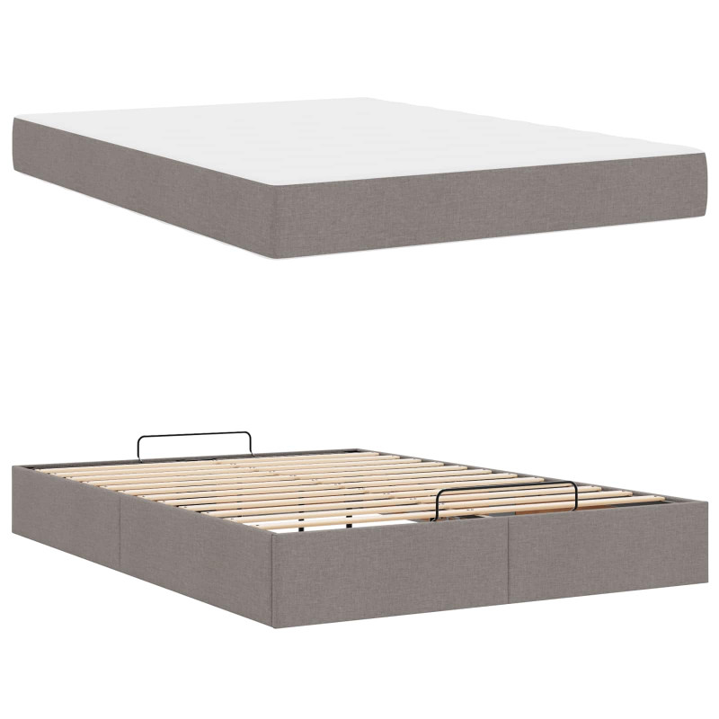 Rama łóżka z materacem z materacem 2 pcs Ciemnoszary tkanina