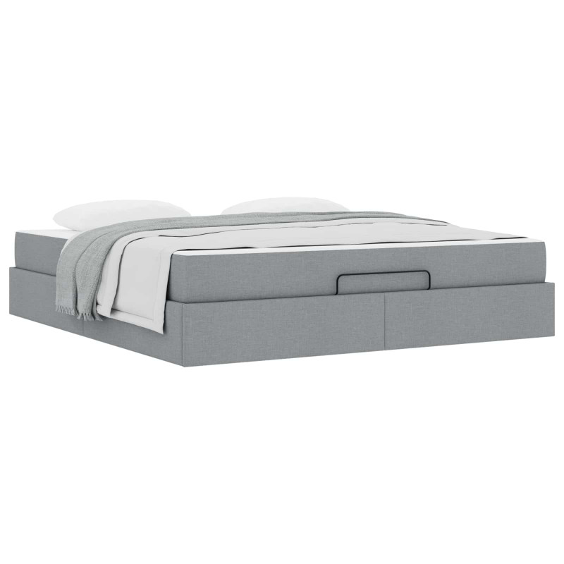 Rama łóżka z materacem z materacem 2 pcs Jasnoszary tkanina