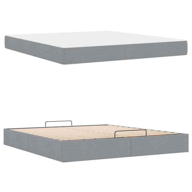 Rama łóżka z materacem z materacem 2 pcs Jasnoszary tkanina
